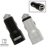 Aluminum Dual USB Car Charger Adapter with Emergency Hammer CA1091