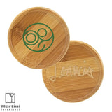 Bamboo Round Beverage Coaster Logo