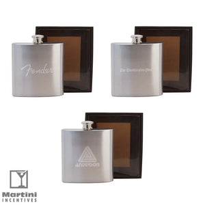 Bevvy 6 oz. Stainless Steel Flask in a Black Gift Box