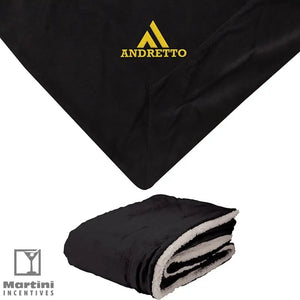 Brookline Micro Mink Sherpa Blanket Black