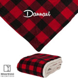 Brookline Micro Mink Sherpa Blanket Black & red