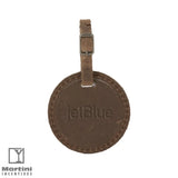 Culver Round Leather Luggage Tag Brown