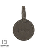 Culver Round Leather Luggage Tag Grey