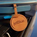 Culver Round Leather Luggage Tag Orange