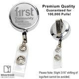 DUBLIN CHROME LZ 30" Cord Chrome Solid Metal Retractable Badge Reel and Badge Holder with Laser Imprint Only - RBRM2L