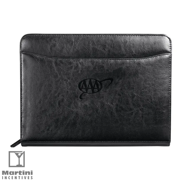 Italian Style Leather Zippered Padfolio