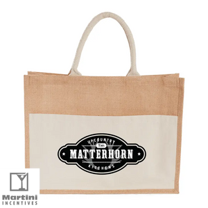 Jute Shopper Tote with Recycled Cotton Pocket - 7900-88